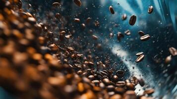 Roasted Coffee Beans Falling Through Air photo