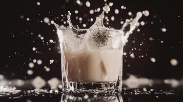 Milk Splashing in a Glass A Dramatic Scene photo
