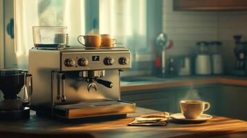 Espresso Machine with Coffee Cups in a Kitchen Setting photo
