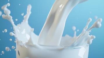 A glass of milk is being poured into a bowl photo