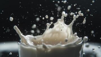 Milk Splashing Into a Glass Creating a Crown photo