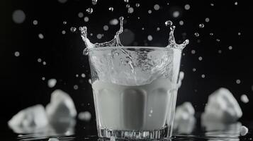Milk Splashing Into Glass Creates Dramatic Scene photo