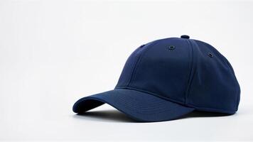 Simple blue cap isolated white background, for product display. Useful for e-commerce, advertising, or design mockups needing a clean isolated object. photo