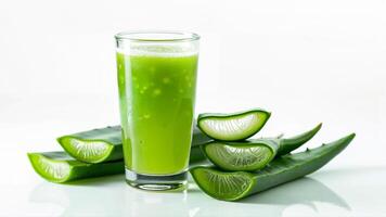 Refreshing Aloe Vera Juice with Sliced Leaves photo