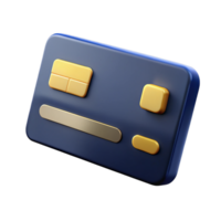 3d render of a blue credit card isolated on transparent background png