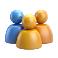 3d render of three glossy user icons isolated on transparent background png