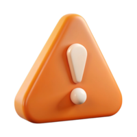 3d orange triangle exclamation mark icon isolated on transparent background png