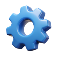 3d render blue gear cogwheel isolated on transparent background png