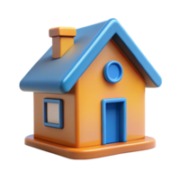 Cartoon house 3d render isolated on transparent background png