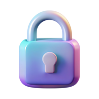 Pastel padlock 3d render isolated on transparent background png