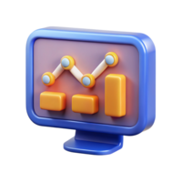 3d render of computer monitor showing business graph isolated on transparent background png