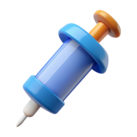 Cartoon syringe icon 3d render isolated on transparent background png