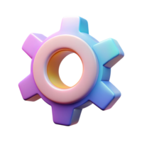 Colorful 3d gear icon isolated on transparent background png