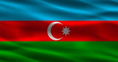 Azerbaijan flag with fabric texture. Realistic flag of Azerbaijan waving photo