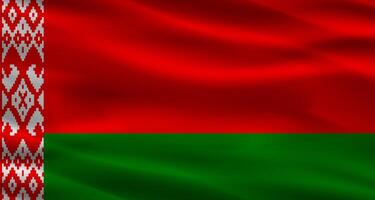 Belarusian flag with fabric texture. Realistic flag of Belarus waving photo