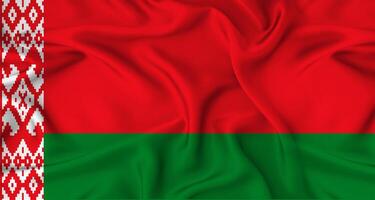 Realistic Belarus flag waving. Close up of flag of Belarus with cloth texture photo