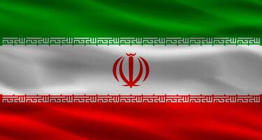 Iranian flag with fabric texture. Realistic flag of Iran waving photo