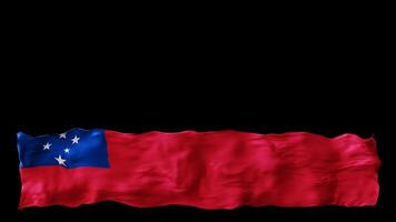 Stylized flag of Samoa waving in the wind, isolated on transparent background, with alpha channel. Animated footer. Suitable for patriotic themes or national event promotions. Motion graphic. video
