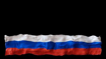 Stylized flag of Russia waving in the wind, isolated on transparent background, with alpha channel. Animated footer. Suitable for patriotic themes or national event promotions. Motion graphic. video