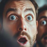 Surprise expression captured during a fun moment photo