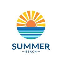 Sunset over the ocean evokes summer beach vibes vector