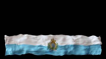 Stylized flag of San Marino waving in the wind, isolated on transparent background, with alpha channel. Animated footer. Suitable for patriotic themes or national event promotions. Motion graphic. video