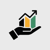 Business growth and financial success concept graph held in hand representing investment and prosperity in a clean modern design vector