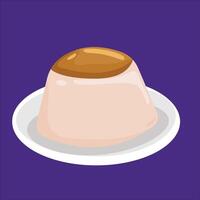 Soft and Silky Japanese Caramel Pudding with Glossy Sweet Topping vector