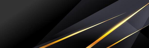 Modern black and gold background. Abstract with simple diagonal lines and light effects. Perfect for website banner and landing page presentation template vector