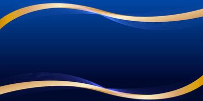 Luxury dark blue background with golden curves for use as design background, banner template, presentation. vector