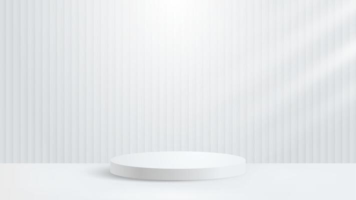 Realistic 3d podium in white studio room on modern background with product display stand and space for text. design