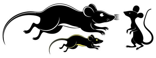 Realistic rat silhouette. Rodent illustration for graphic elements. Wildlife mouse illustration for graphic design element. Realistic mouse silhouette on white background vector