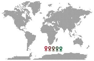 Squire shape dotted map with geographic world feature feathering world boundary vector