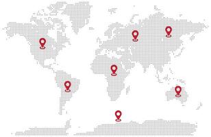 Creative squire shape dotted map design for world study vector