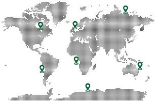 Squire shape dotted map info graphic of land and borders with continent location view vector