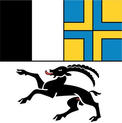 The flag of the Canton of Grisons in Switzerland