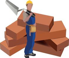 A man with a hammer and a brick vector