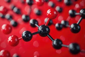 Molecular structure floating on red background with shallow depth of field photo