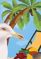 A white bird on a beach vector