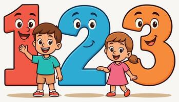 Kids Counting with Numbers vector