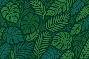 Dense Tropical Green Leaf Pattern vector