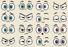 Collection of Various Cartoon Eyes with Diverse Expressions vector