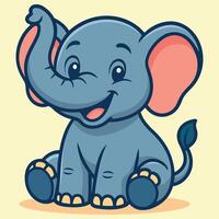 Cute Cartoon Elephant with Smile vector