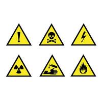 Caution icon set danger signs vector