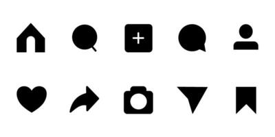 Basic UI Icon Set Minimal Black Solid Style Interface Symbols for App and Web Design vector