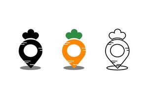Carrot Location Pin Logo Fresh Vegetable Map Marker Design vector