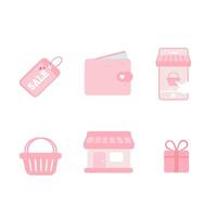 Flat Design E-Commerce Shopping Cart and Payment Icons Set vector