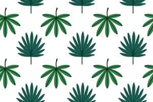 Seamless pattern with green tropical palm leaves on white background. Ideal for summer designs, fabric, and eco branding vector