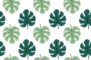 Pattern with seamless soft green monstera leaves. Ideal for tropical branding, packaging, textiles, and eco-friendly projects vector