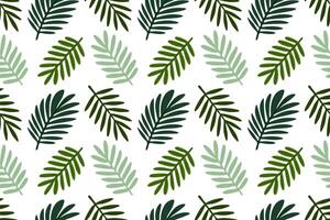 Seamless fern and palm leaf pattern with fresh green tones on white. Perfect for eco-friendly packaging, textiles, and botanical visuals vector